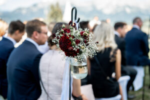 Close-up of flowers lining the aisle