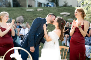 Wedding kiss during the ceremony