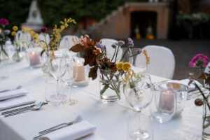 Close-up of flowers and table decorations