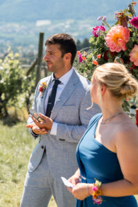 The celebrant addresses the entire wedding party