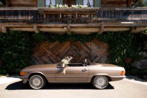 Side detail photo of a vintage Mercedes