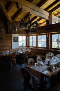 Wide-angle photo of the wedding reception interior